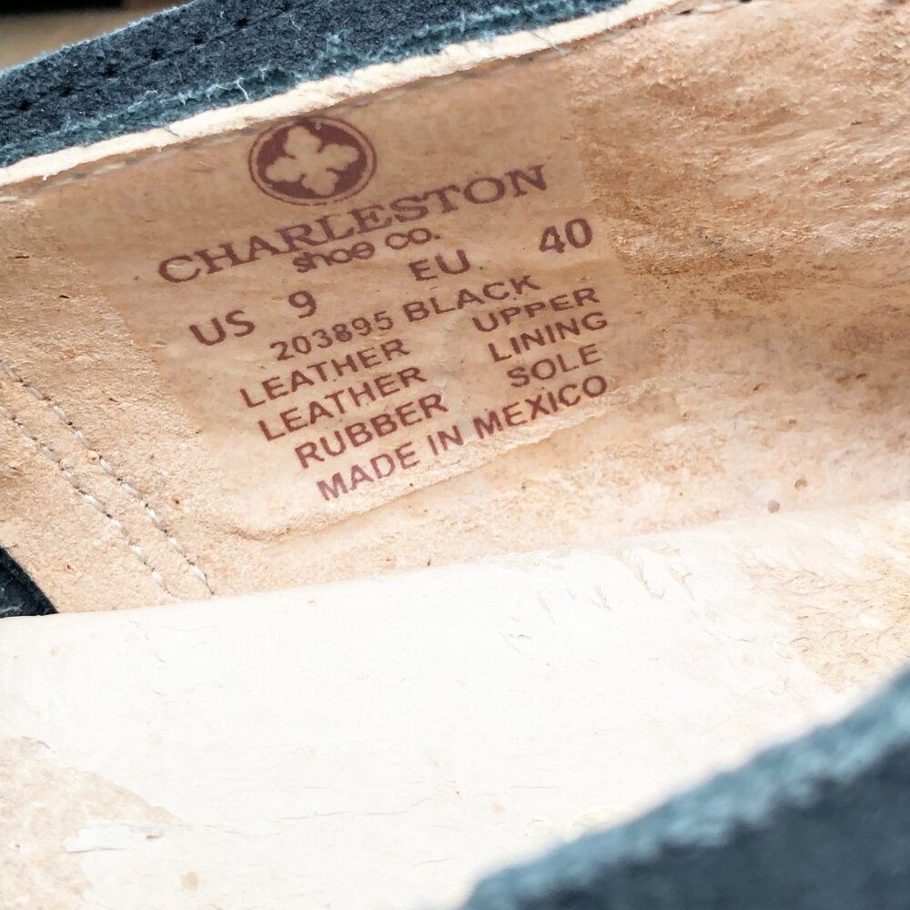 CHARLESTON SHOE CO. Black Leather Suede Gum Sole Flats Womens 9 - Picture 8 of 9